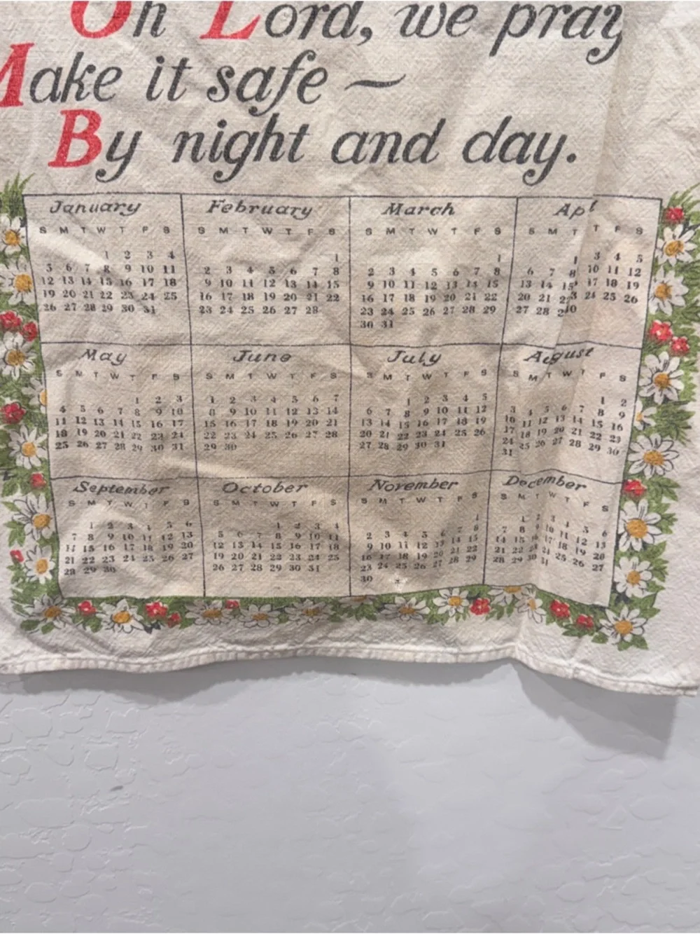 Vintage 1969 Tea Towel Calendar Bless This House Grandmacore Midcentury Modern
